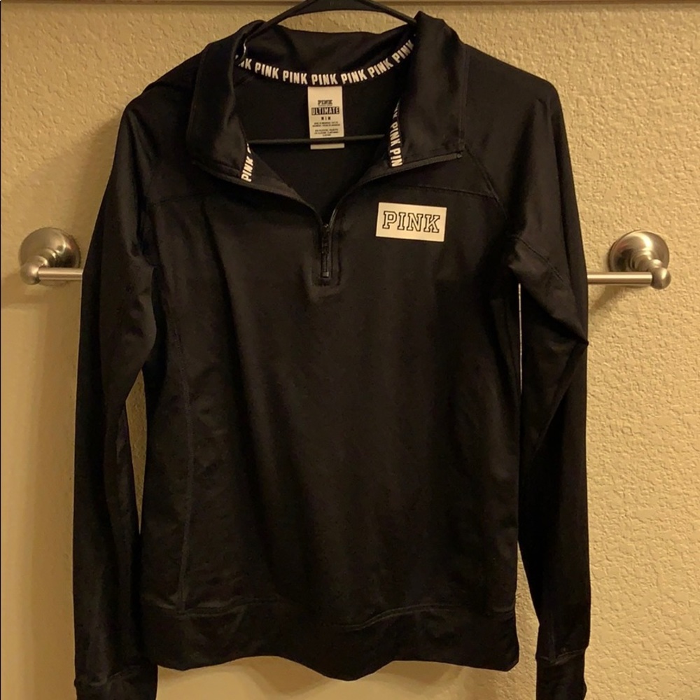 Pink ultimate quarter zip in black